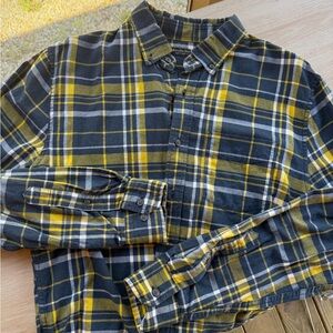 Banana Republic Black & Yellow Plaid Button-Down Shirt